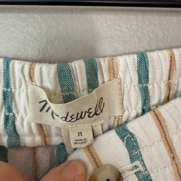 Madewell Linen Blend Track Shorts Striped W Med Casual Relaxed Pockets‎ Vacation - Picture 8 of 14